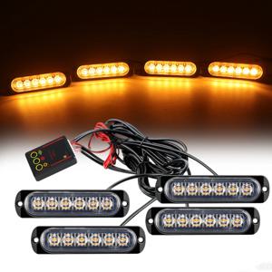 차량 전면 그릴 조명 12V LED 비상 스트로브 경고등 소방관 플래시 비콘 노란색 흰색 신호등