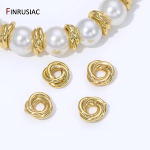 18K 금도금 황동 트위스트 스페이서 비즈, 비즈용 분리기, 불규칙 원형 비즈, 쥬얼리 제작 용품, DIY 액세서리