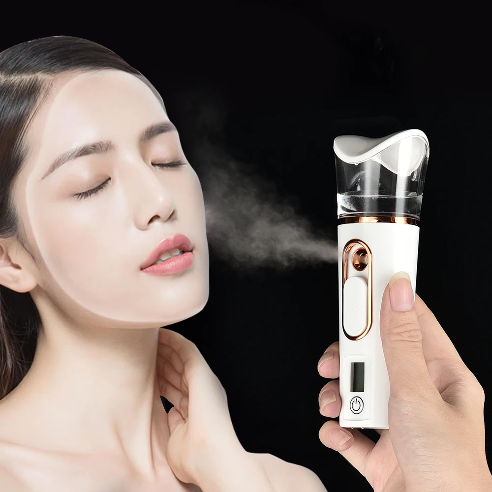 안개 분무기 휴대용 나노 미용 기기 미니 수분 공급 가습기 스킨 케어 LED 디스플레이 휴대용 얼굴 기선 분무기