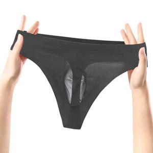 남성용 섹시 시스루 아이스 실크  thong 팬티 1개 - 시원한 느낌, 통기성, 땀 흡수, 부드러운 캐주얼 데일리 남성 속옷, 로우라이즈 thong 팬티