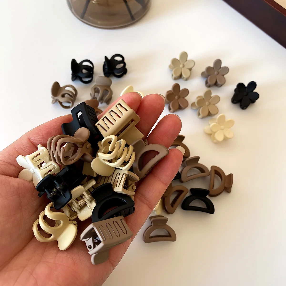 20/10Pcs 여성용 및 소녀용 작은 무광택 꽃 머리 집게 클립 얇은 헤어 액세서리용 직사각형 헤어 클립 반원형 바레트
