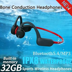 골전도 헤드셋 IPX8 MP3 32GB 블루투스 5.3 무선 수영 헤드셋 마이크 내장 방수 운동 피트니스 2026