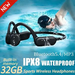골전도 헤드셋 IPX8 MP3 32GB 블루투스 5.3 무선 수영 헤드셋 마이크 내장 방수 운동 피트니스 2026
