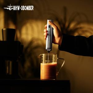 MHW-3BOMBER 전동 우유 거품기 듀얼 휘스크 헤드 핸드헬드 폼 메이커 타입-C 충전식 커피 라떼 카푸치노 믹서