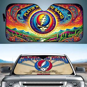 Cool G-Grateful D-Dead 자동차 햇빛 가리개 앞유리 재미있는 햇빛 가리개 접이식 UV 레이 선 바이저 프로텍터 전면 창용 햇빛 가리개
