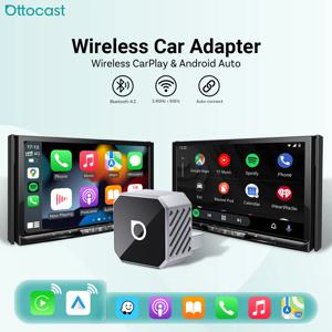 오토캐스트 미니 프로 무선 카플레이 & 안드로이드 오토 어댑터 2-in-1 5GHz 와이파이 동글 플러그 앤 플레이 자동 재연결 벤츠, 폭스바겐, 토요타용