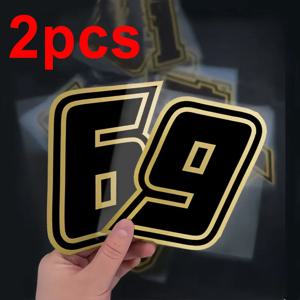 2PCS 골드 숫자 오토바이 스티커 방수 오토바이 펜더 연료 탱크 페어링 헬멧 스쿠터 범용 비닐 데칼