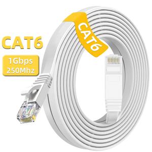 Cat6 이더넷 케이블 플랫 RJ45 인터넷 네트워크 케이블 10M 15M 20M 30M 50M 라우터 모뎀용 LAN 패치 코드 이더넷 케이블 Cat 6