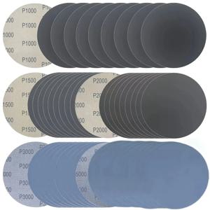5인치/125mm, 50개입 습식 및 건식 사포 후크 앤 루프 시트 다양한 그릿(1000 1500 2000 3000 5000) 방수 실리콘