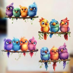 1PC 귀여운 다채로운 새 유리 창 스티커 벽 거울 화장실 축제에 대 한 방수 홈 장식 장식 비닐 데 칼