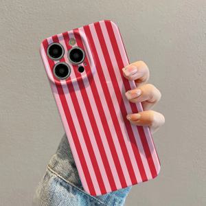 아이폰 17 16 15 14 13 12 11 Pro Max Air 16e 7 8 Plus XS Max X XR INS 패션 핑크 스트라이프 하드 PC 범퍼 케이스