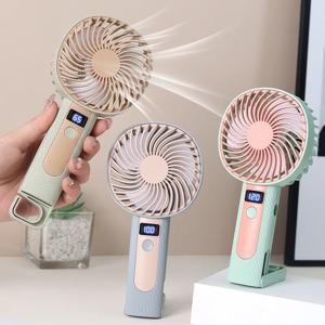 디지털 디스플레이 휴대용 선풍기 2 in 1 데스크탑 스탠딩 미니 휴대용 USB 충전식 냉풍기 사무실 여행 야외용