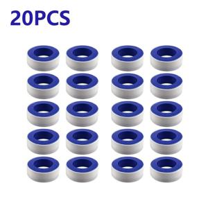 20PCS PTFE 스레드 씰링 파이프 테이프 가스 워터 테이프 10 미터 방수 엔지니어링 전용 덕트 탭 진공 씰 롤