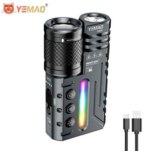 YEMAO A300 듀얼 코어 EDC 손전등 3500LM 줌이 가능한 투광등/투사거리 400m 3개의 독립 스위치 RGB 분위기 조명 4800mAh