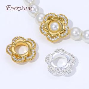 2/4/6Pcs 18K 금도금 황동 비즈 프레임, 꽃 비즈 프레임, 보석 만들기 용품, DIY 목걸이 및 팔찌 액세서리