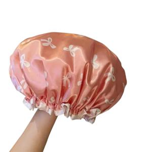 1pc 더블 레이어 샤워 캡, 프린트 보닛, 방수 목욕 캡 재사용 가능한 샤워 캡 여성용 헤어 모자 여성용 스파 살롱