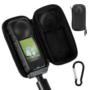 Insta360 X4 Air용 휴대용 케이스(오리지널 렌즈 캡용) 보관 가방 여행용 보호 커버 카라비너가 포함된 하드 쉘