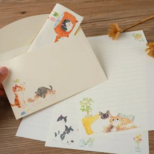창의력 고양이 테마 봉투 세트 파티 초대장 학생 문구류 메시지 봉투 종이 선물 문구류
