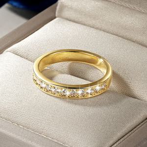IOGOU 14K 골드필드 2.0MM D 컬러 VVS1 모이사나이트 다이아몬드 반지 하프 이터니티 밴드 여성용 패션 손가락 장신구 선물 & GRA