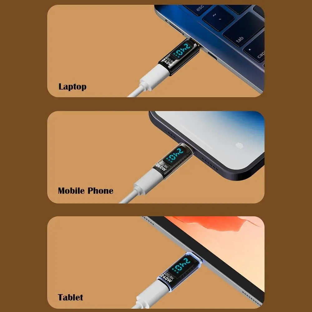 1 PCS 디지털 LED 디스플레이 USB 4 Type-C 어댑터 PD 240W 40Gbps 전력계 테스터 데이터 전송 전체 기능 OTG 변환기