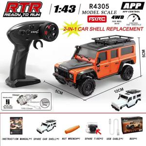 황보 1:43 스케일 4륜구동 RC 락 크롤러 풀 프로포셔널 RC 오프로드 듀얼 카 쉘 충격 흡수 지프 어린이 및 수집가용