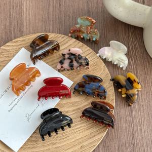 3.5CM 우아한 프랑스 아세테이트 레오파드 헤어 클로우 작은 사이즈 스윗 스타일 헤어핀 샤크 클립 여성 헤어 악세사리 헤드웨어
