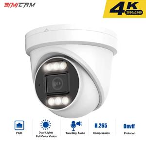 울트라 HD 4K IP 보안 카메라 PoE 돔 실내 8MP/5MP/4MP 듀얼 라이트 야간 투시경 양방향 오디오 Onvif NVR 감시 카메라