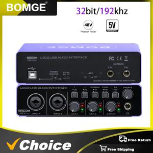 BOMGE U202-P USB 오디오 인터페이스 32비트/192kHz 해상도, 마이크 프리앰프 XLR/TSR/TS 포트, 48V, 스트리밍, 팟캐스팅용