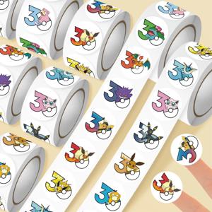 500 Pcs/roll 만화 포켓몬 롤 스티커 귀여운 피카추 보상 스티커 장식 테이프 DIY 재료 어린이 문구 장난감 선물