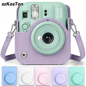 Instax Mini 13 카메라 케이스용 PU 가죽 소프트 보호 케이스 어깨끈이 있는 후지필름 필름 카메라 가방용 여행 가방