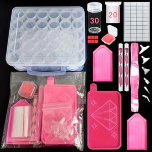 DIY 다이아몬드 페인팅 보관함 키트 (액세서리 포함) - 펜, 왁스, 퍼티, 스티커, 도구 세트, 모자이크 용기 포함