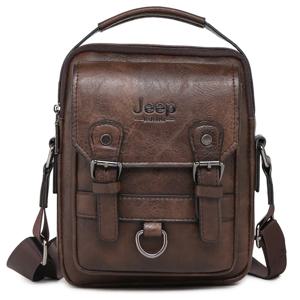 JEEP 브랜드 남성용 가방 고품질 가죽 브라운 블랙 비즈니스 레저 숄더 메신저 백 7.9인치 아이패드 남성용 핸드백