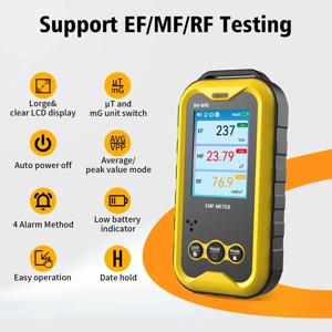 3in1 EMF 미터 전기장 자기장 RF 방사선 감지기 실시간 곡선 차트 전자기 방사선 테스터 알람