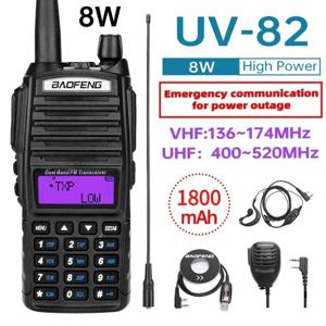 바오펑 UV-82 8W 고출력 유니크 듀얼 PTT 무전기 UV82 듀얼 밴드 VHF/UHF FM 10Km 장거리 양방향 햄 CB 무전기 핸드헬드