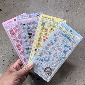 1/8PCS Kuromi Cinnamoroll 스티커 3D 애니메이션 스티커 투명 젤리 크리스탈 장식 전화 케이스 DIY 장난감