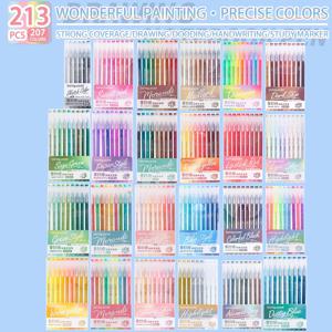 Languo 207/45/9 색상 모란디 젤 펜 0.6mm 다이어리 스크랩북 페인팅 DIY 젤 펜 세트 컬러 드로잉 아트 마커 학용품