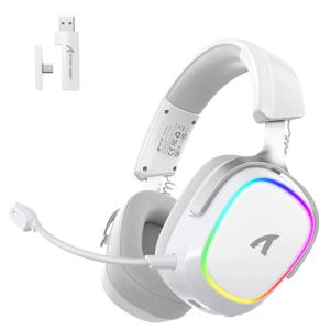 어택 샤크 G800 2.4G 무선 게이밍 헤드셋, 블루투스 5.3, 7.1 서라운드 사운드, 탈부착형 마이크, 1000mAh, PC/PS용 RGB 헤드폰
