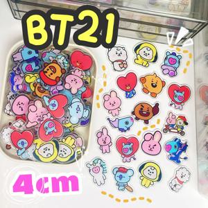 4CM BT21 아크릴 플레이트 DIY 액세서리, 귀여운 냉장고 자석, 휴대폰 케이스 재료, 애니메이션 만화 선물 및 장난감 장식용