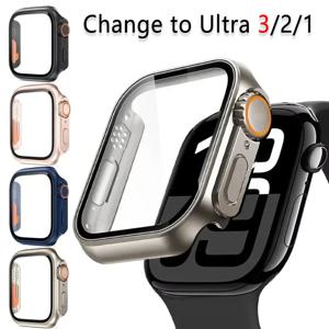 애플 워치 11 10 46/42mm 9 8 7 45/41mm용 글래스+케이스 스크린 프로텍터 울트라 3/2/1 iWatch 6 5 SE 44/40mm 범퍼 커버로 변경