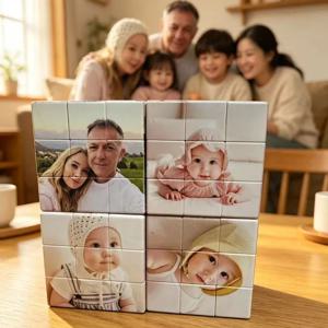 맞춤형 선물 사진 퍼즐 - 6장의 사진이 포함된 맞춤형 회전식 그래픽, 집 장식 분위기 연출에 적합한 커플 선물
