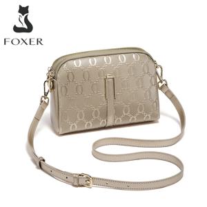 FOXER 우아한 여성용 숄더백 스플릿 가죽 레이디 크로스바디 백 패션 모노그램 프린트 대용량 지갑