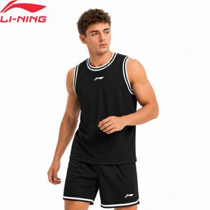 Li-Ning 남성용 CBA 농구 게임 세트 LN DRY 폴리에스테르 소프트 통기성 LiNing 프로 스포츠 민소매 탑 & 반바지 AATW005