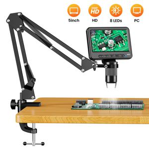 5인치 플렉시블 스탠드 디지털 현미경 8 LED 조명 사진 비디오 녹화 PC 연결 1000배율 동전 검사용 S
