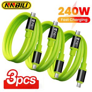 NNBILI 1/3개입 240W Type-C 케이블, 고속 충전 휴대폰 충전기, 데이터 케이블, iPhone 18, 17, Huawei용, Type-C to USB-C, 고속 충전 케이블