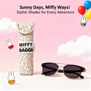 Miffy Kawaii 마그네틱 버클 안경 가방 귀여운 보호 인쇄 만화 면 휴대용 보관 케이스 클립 선물 장난감