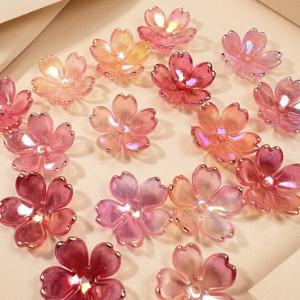 50pcs 19mm 벚꽃 비즈 그라디언트 아크릴 꽃 비즈 DIY 팔찌 귀걸이 쥬얼리 만들기를위한 미니 스페이서 헤어 액세서리