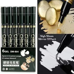 1-12pcs 크롬 미러 마커 펜 세트 방수 DIY 반사 페인트 펜 골드 실버 마커 모델 페인팅 아트 마커 용품