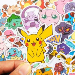 50/100PCS Kawaii 피카추 애니메이션 포켓몬 스티커 노트북 가방 스케이트 보드 기타 전화 방수 스티커 어린이 장난감
