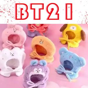 2026 BT21 귀여운 애니메이션 여행 시리즈 쿠키 치미 슈키 플러시 헤드기어 귀여운 만화 캐릭터 RJ 망 코야 콘서트 라이트 세트 인형 망토
