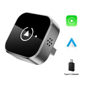 최신 무선 CarPlay 어댑터 2-in-1 유선에서 무선으로 변환하는 동글 (애플 & 안드로이드 오토용) 플러그 앤 플레이 범용 자동차 액세서리